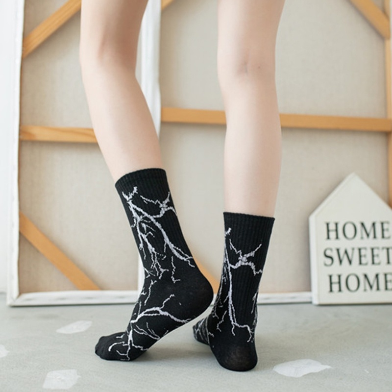 Vớ Cotton Dài Họa Tiết Kẻ Sọc Vui Nhộn Phong Cách Harajuku Đường Phố Cho Nam Và Nữ