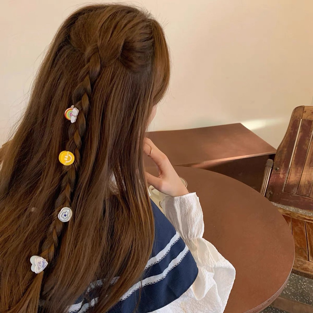 Set 2 kẹp tóc, kẹp mái hình hoa, trái tim, mặt cười, gấu dễ thương