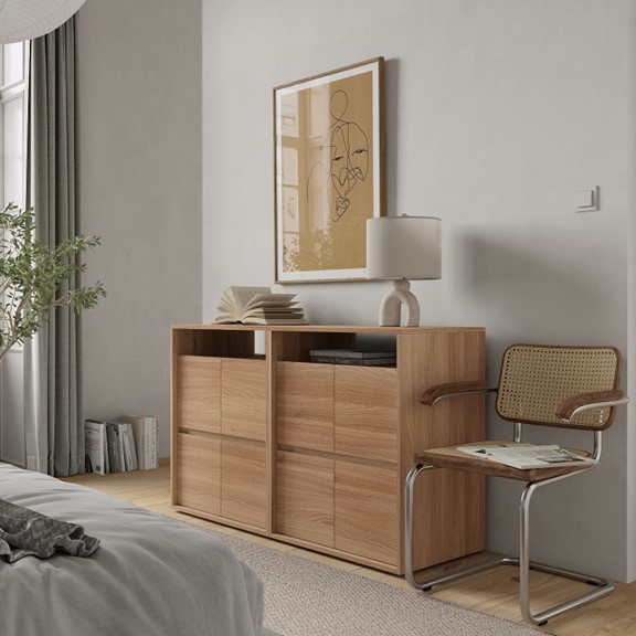 DECI, Tủ đựng đồ, tủ lưu trữ DRA_304, 140x48x84cm, tủ gỗ Scandi Home