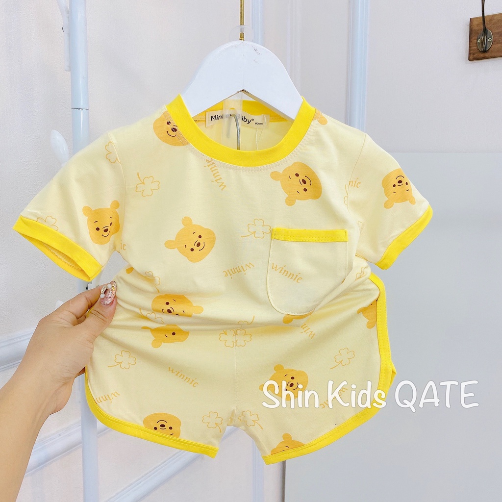 Có Size Đại Đồ Bộ Thun Lạnh Bé Trai,Bé Gái.Bộ Cộc Tay Minkey Baby In Gấu Siêu Xinh Dành Cho Bé.