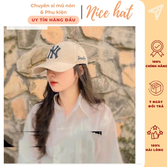 Mũ Lưỡi Trai Kem Thêu Yankees - LT24