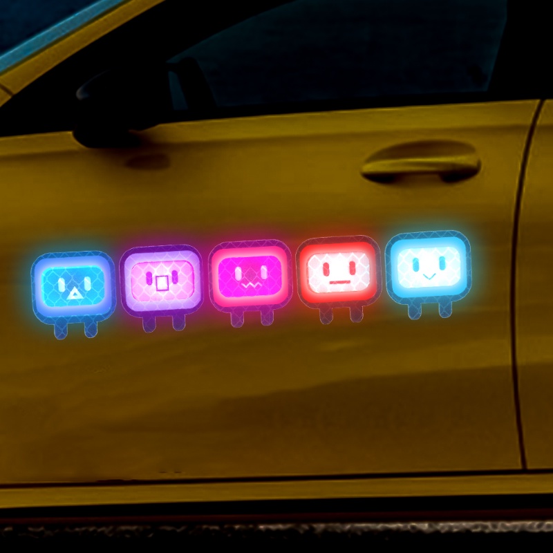Miếng Dán Phản Quang Hình Vuông Họa Tiết Hoạt Hình Dễ Thương Trang Trí Xe Hơi