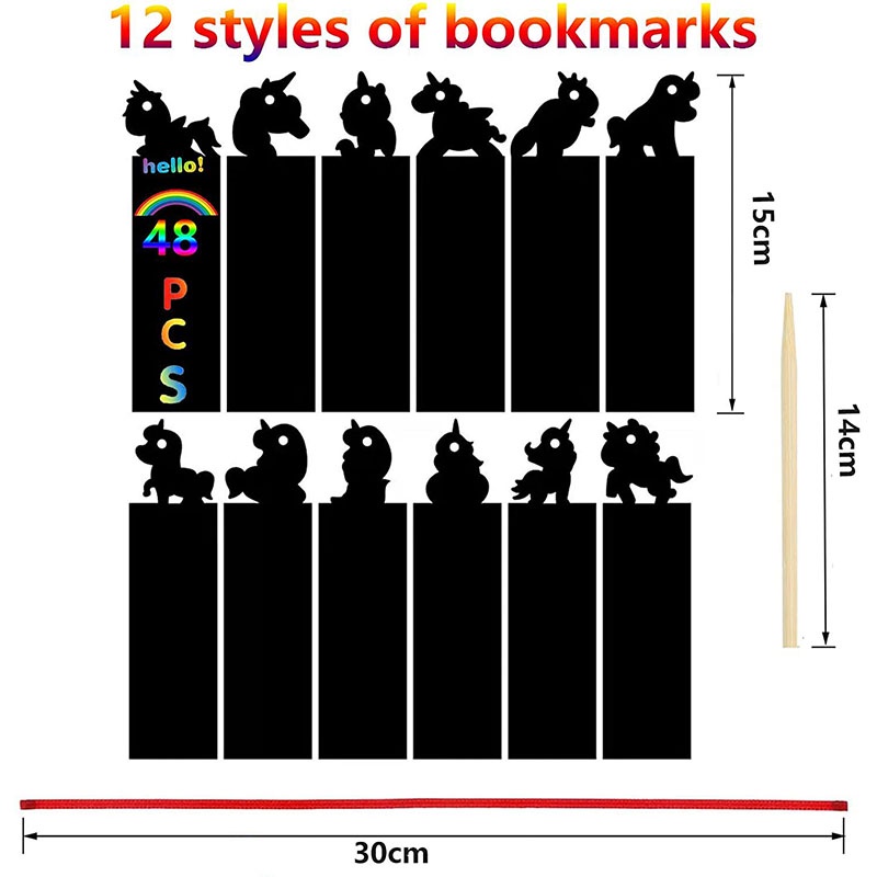 Set 12 Thẻ Đánh Dấu Trang Sách Vẽ Tranh Bằng Giấy Hình Hoạt Hình Nhiều Màu Sắc Sáng Tạo Dành Cho Trẻ Em DIY