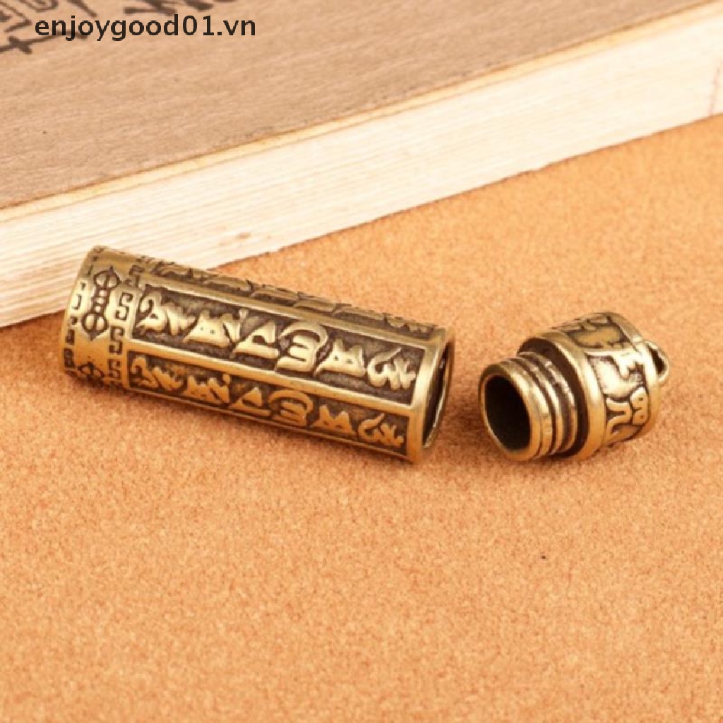 Hộp Đựng Thuốc / Trang Sức Hình Trụ Bằng Đồng Thau Có Móc Khóa.