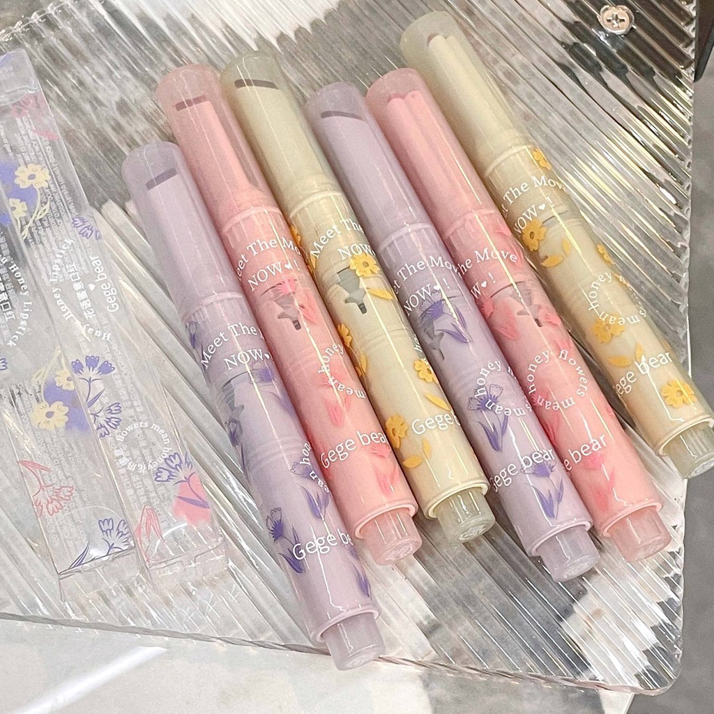 Son Môi Gege Bear Dạng Thạch Phối Hoa Dưỡng Ẩm Màu Bóng Xinh Xắn