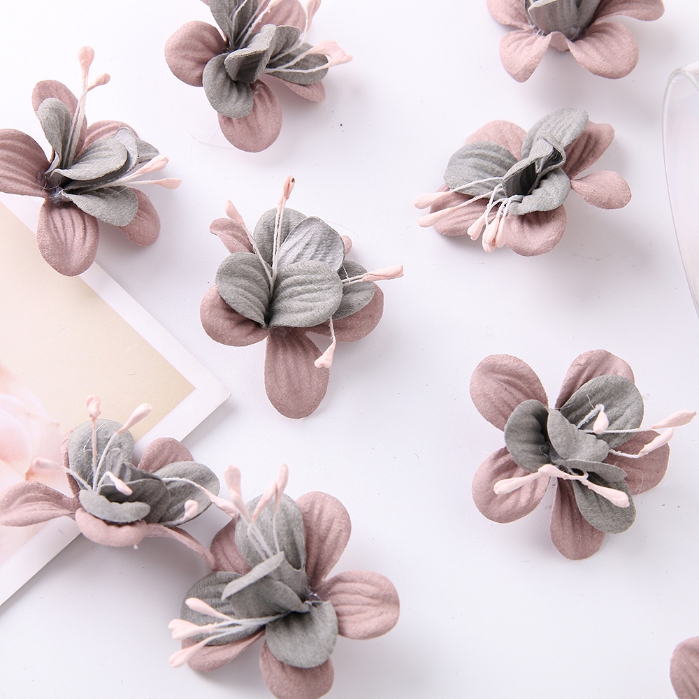 Set 10 Bông Hoa Giả 4CM Trang Trí Tiệc / Đám Cưới / Sổ Tay DIY