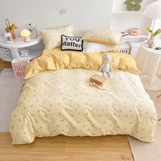 [Chi Tiết] Chăn Ga Gối Cotton Living "Cúc Nhí Vàng" 4 món