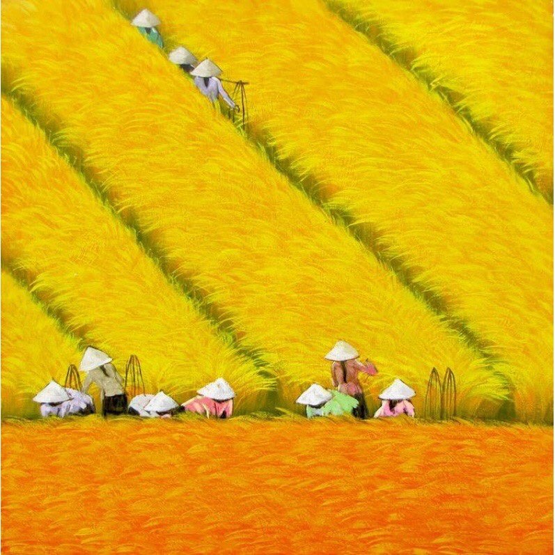 Tranh sơn dầu vẽ tay - Kt 40cm.40cm ( kèm khung)