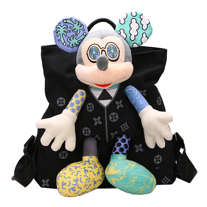 Balo Vải Canvas Cỡ Lớn In Hoạt Hình Búp Bê Phối Màu Tương Phản Dễ Thương Cho Mẹ Bỉm Sữa U020