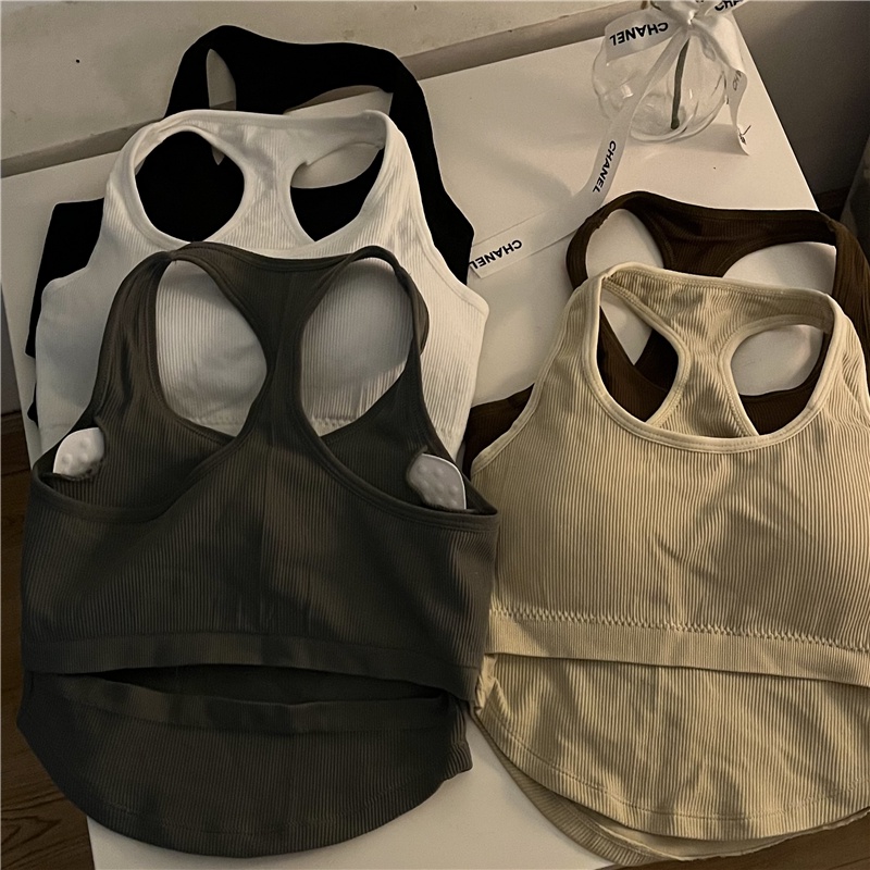 Áo Croptop Sát Nách Màu Trơn Có Đệm Ngực Thời Trang Hàn Quốc Gợi Cảm Cho Nữ