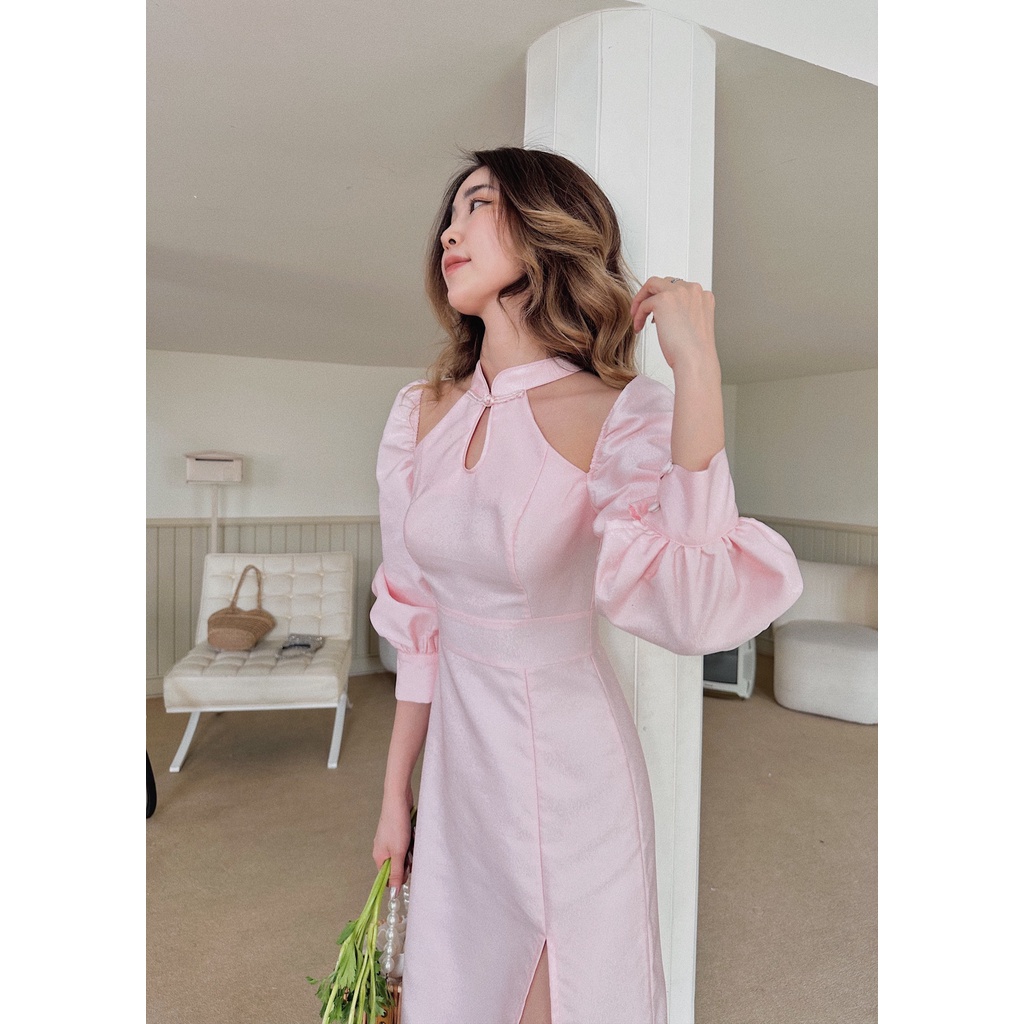 Đầm hồng pastel xẻ tà Rana Dress Gem Clothing SP060787