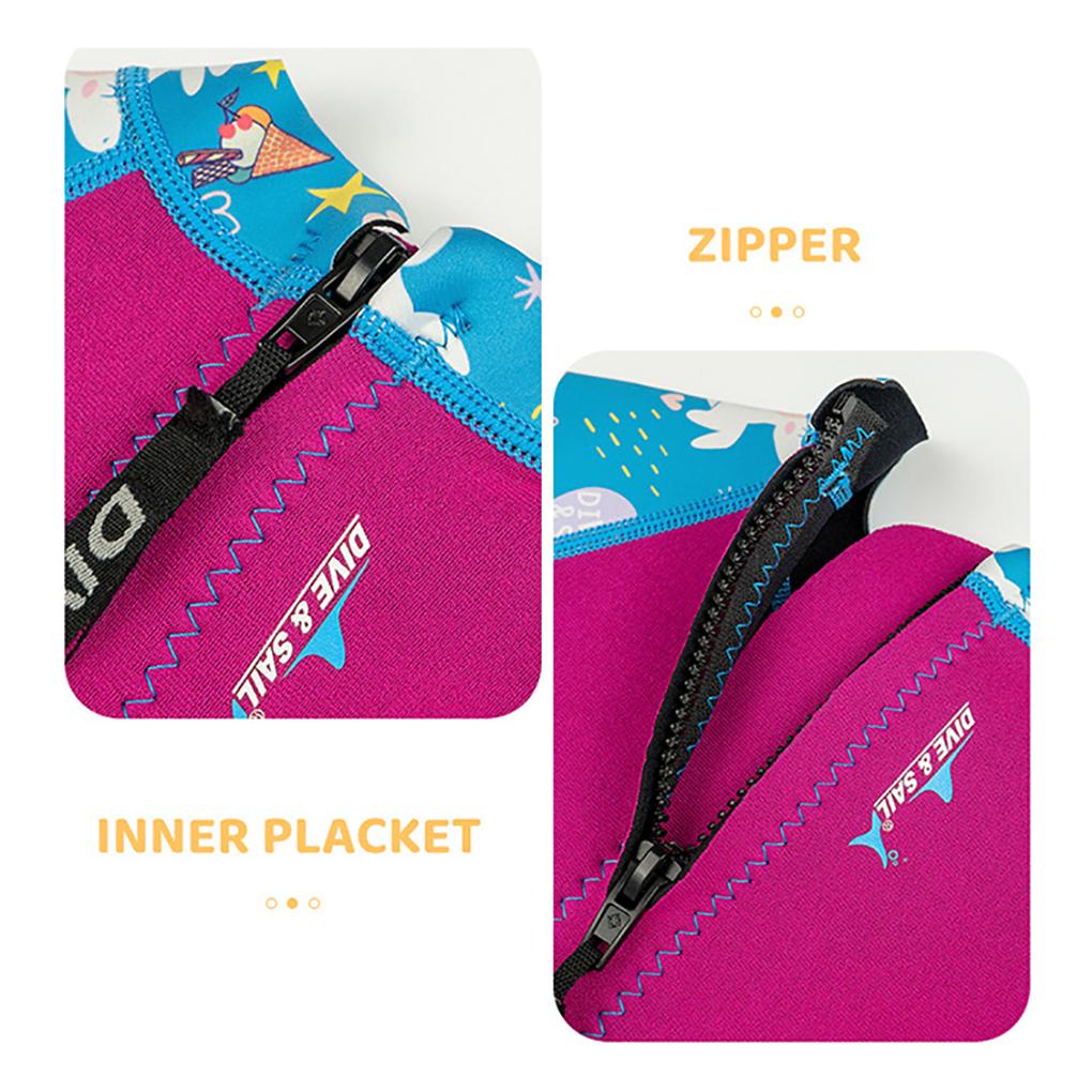 Bộ Đồ Bơi Một Mảnh 2 5MM Tay Ngắn Chống Nắng Giữ Ấm Có Khóa Kéo Sau Lưng Cho Bé Gái