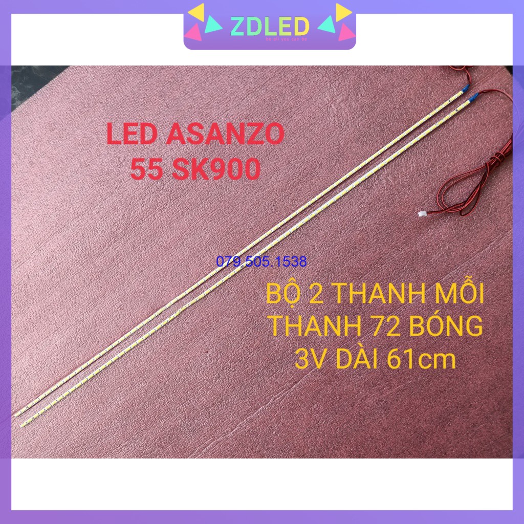 THANH ĐÈN LED VIỀN TIVI ASANZO 55SK900 VÀ CÁC HIỆU KHÁC, HÀNG MỚI 100%, BỘ 2 THANH, MỖI THANH 72 BÓNG 3V, DÀI 61cm