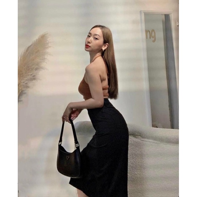 ÁO CỔ YẾM TĂM 2 LỚP SEXY, ÁO THUN TĂM DÂY BUỘC MS10289