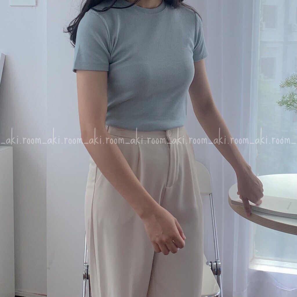 Áo thun tăm nữ tay ngắn cổ tròn basic đẹp hàng Quảng Châu dày dặn co giãn tốt ôm body, áo phông form ôm đẹp 41901 5