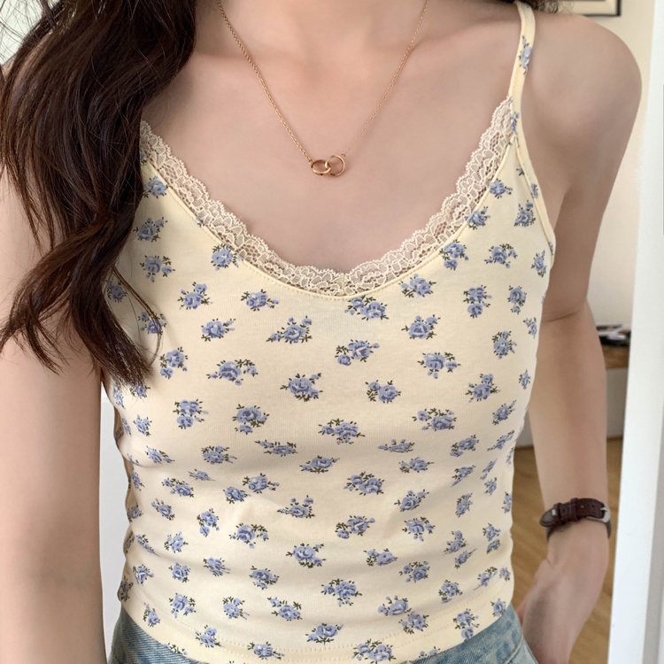 Áo hai dây SUXI họa tiết hoa thời trang xuân hè quyến rũ cho nữ