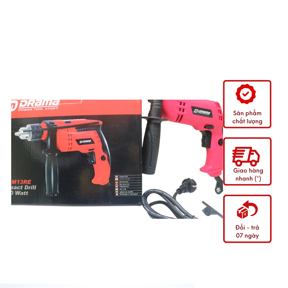 Máy khoan điện đầu 13mm DRAMA 650W có chức năng búa khoan tường đa năng