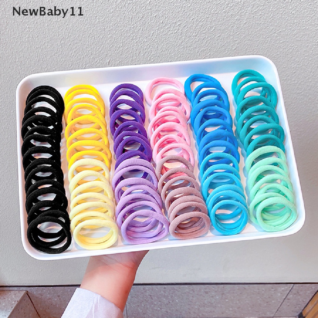 Bộ 50 Dây Thun Buộc Tóc Màu Trắng Đen Cho Bé Gái