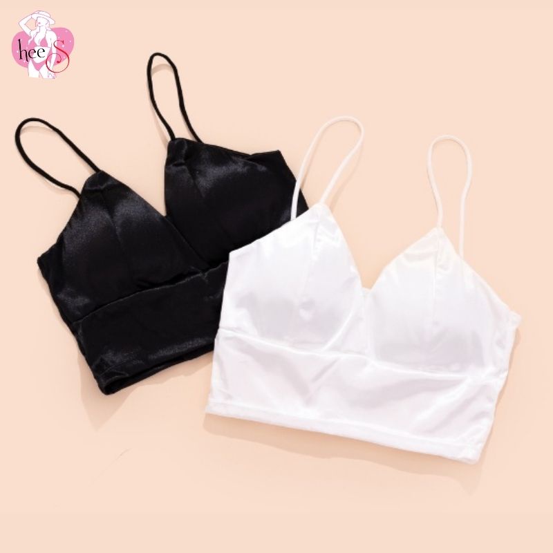 Áo Bra 2 Dây Satin Dáng Dài Mút Mỏng HeeS264