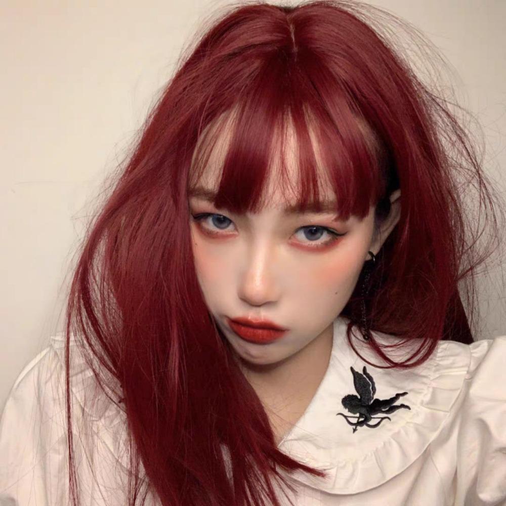 LOMBARD Bộ Tóc Giả Dài Thẳng Màu Đen Sành Điệu Cho Nữ Cosplay