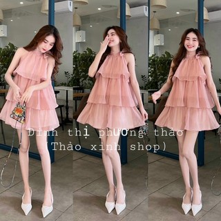Sét bộ áo lụa cổ yếm xếp tầng quần tapda tôn dáng siêu xinh dành cho nàng dạo phố, đi chơi