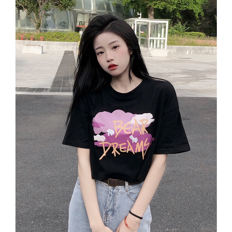 Hàng Mới Về Áo Thun Nữ Ngắn Tay In Hình Hoạt Hình Phong Cách Hàn Quốc