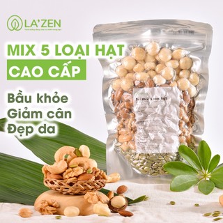 500gr Hạt Mix 5 loại (Điều, Hạnh Nhân, Óc Chó, Macca, Bí xanh/Nho khô) - Không Chất Bảo Quản La'zen