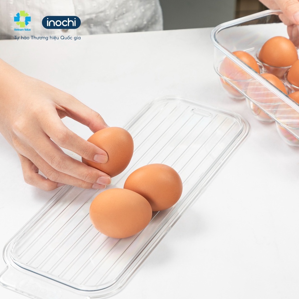 Khay đựng trứng kèm nắp đậy Yoko - Chính hãng inochi = Chất liệu cao cấp, an toàn khi sử dụng