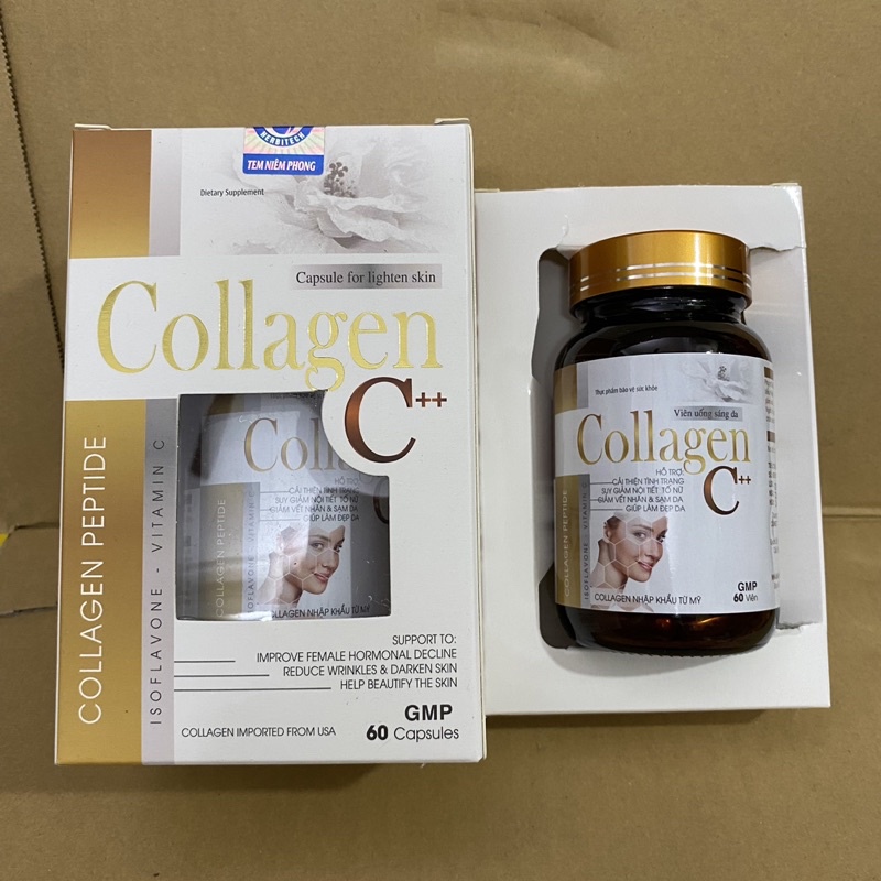 Viên uống sáng da COLLAGEN C++ 60 viên tăng cường nội tiết tố nữ giảm nám sạm ,làm đẹp da - Collagen nhập khẩu Mỹ