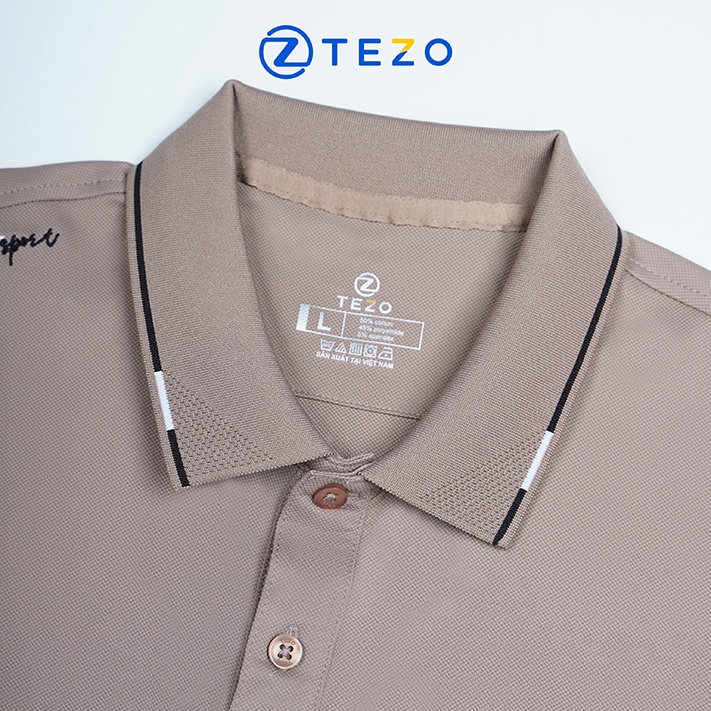Áo polo nam Tezo thun nam ngắn tay có cổ thiết thế kể thao thêu vai 22APCT025