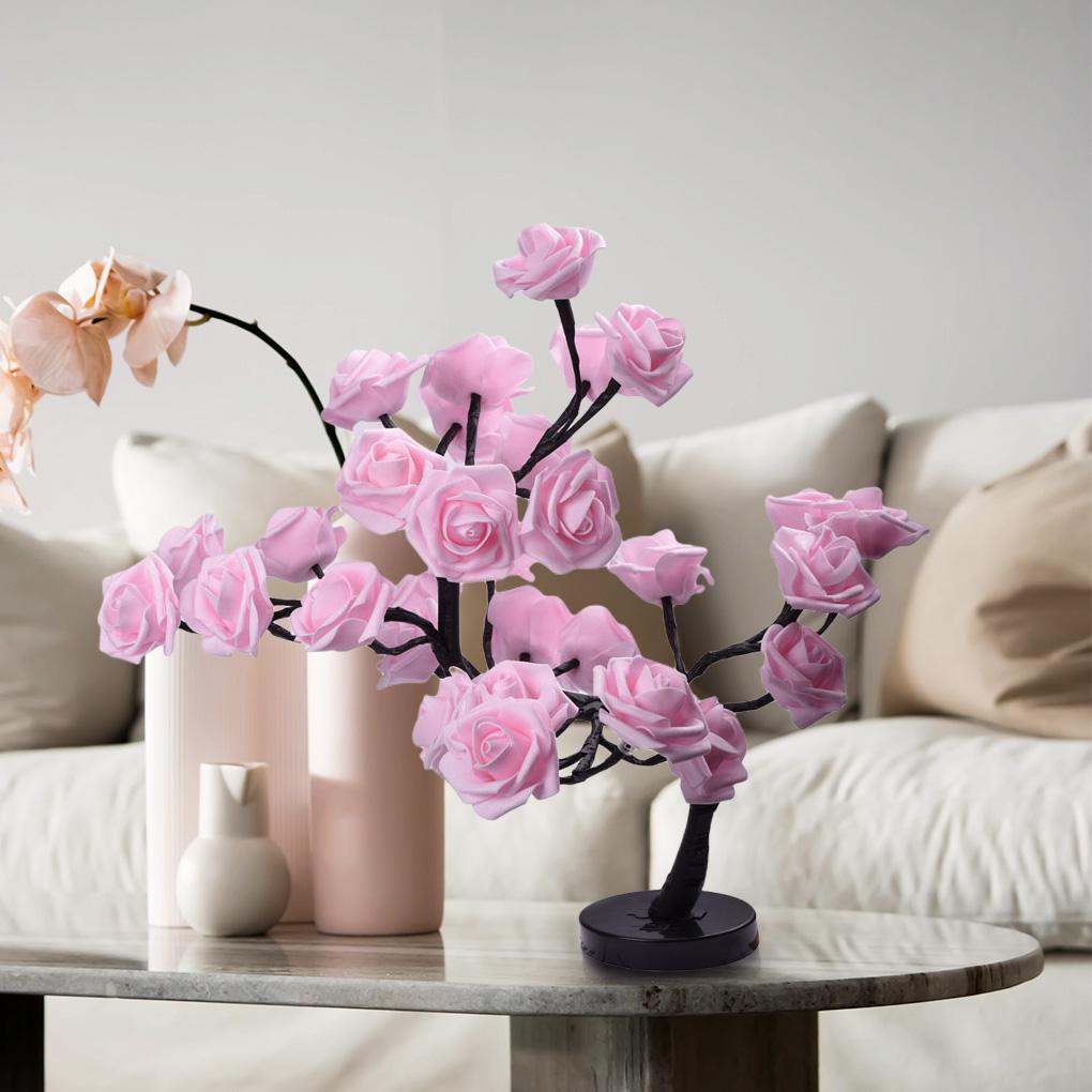 (runbu) Đèn Ngủ LED Hình Cây Hoa Hồng Chạy Bằng Pin Điều Khiển Cảm Ứng Để Bàn Trang Trí Tiệc Sinh Nhật Lễ Hội