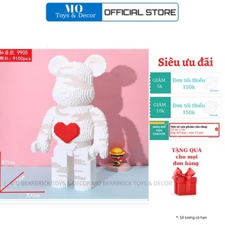 Bộ Đồ Chơi Lego Bearbrick Trắng Ngực Trái Tim, Bộ đồ chơi lắp ráp mô hình lego cao 71cm Mobearbrick