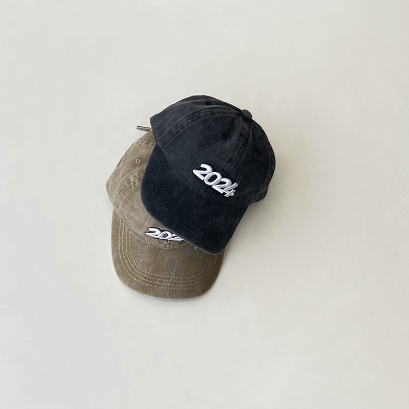 Mũ Lưỡi Trai Denim Chống Nắng Thêu Họa Tiết Retro Hàn Quốc Mới 2024 Cho Bé