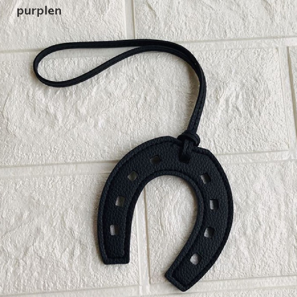 Móc Khóa Da PU Màu Tím Hình Móng Ngựa Hoof Horseshoe
