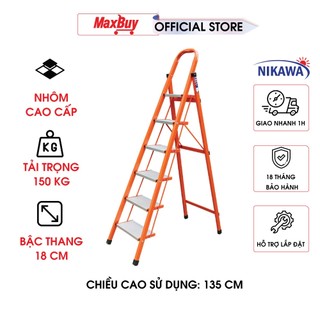 Thang nhôm ghế chữ a Nikawa NKS-06 - 6 bậc - nhập khẩu Nhật Bản, bảo hành chính hãng