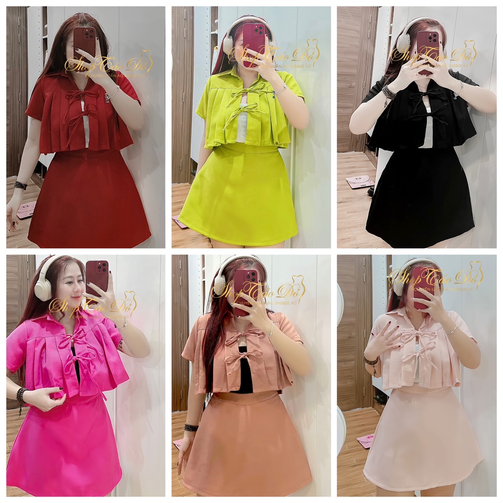 SET 3 MÓN ÁO KHOÁC NGOÀI + ÁO ỐNG + CHÂN VÁY XẾP LY S171 (TÁO ĐỎ BIGSIZE 55-90KG) 🍎🍎🍎