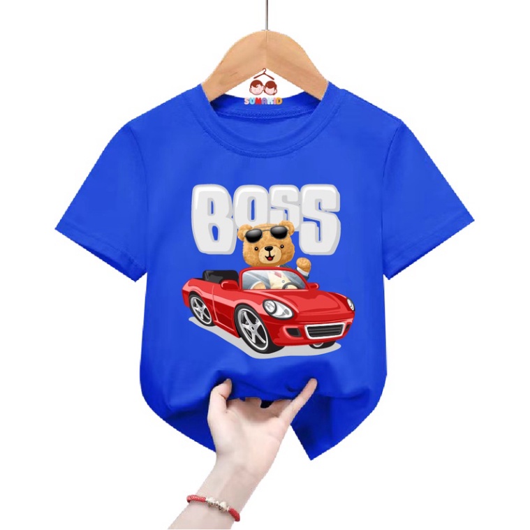 Áo thun be trai bé gái hình gấu xe hoi BOSS cho bé từ 6kg - 30kg.G31.