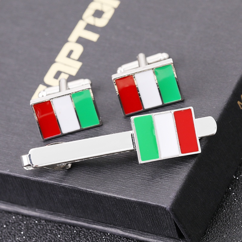 Kẹp Cà Vạt / Cà Vạt Hình Cờ Ý Màu Trắng / Đỏ Làm Quà Tặng Cho Nam Và Nữ