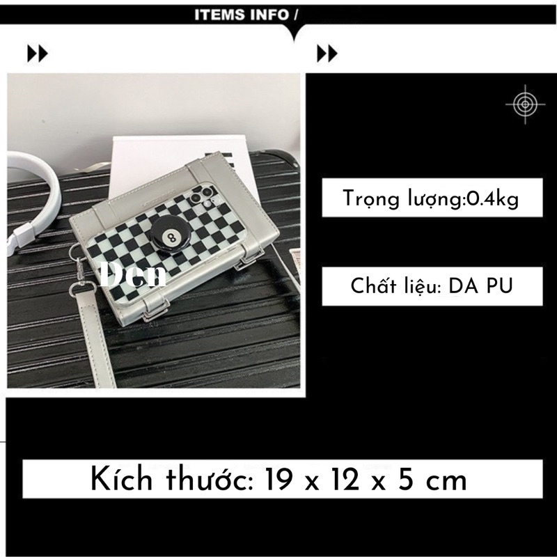 Túi đeo chéo Túi đeo vai da pu unisex thiết kế dạng hộp tinh tế thời trang