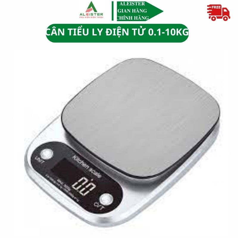 Cân tiểu ly điện tử nhà bếp mini aleister định lượng 1g - 5kg-10kg  làm bánh độ chính xác cao kèm 2 viên pin AAA