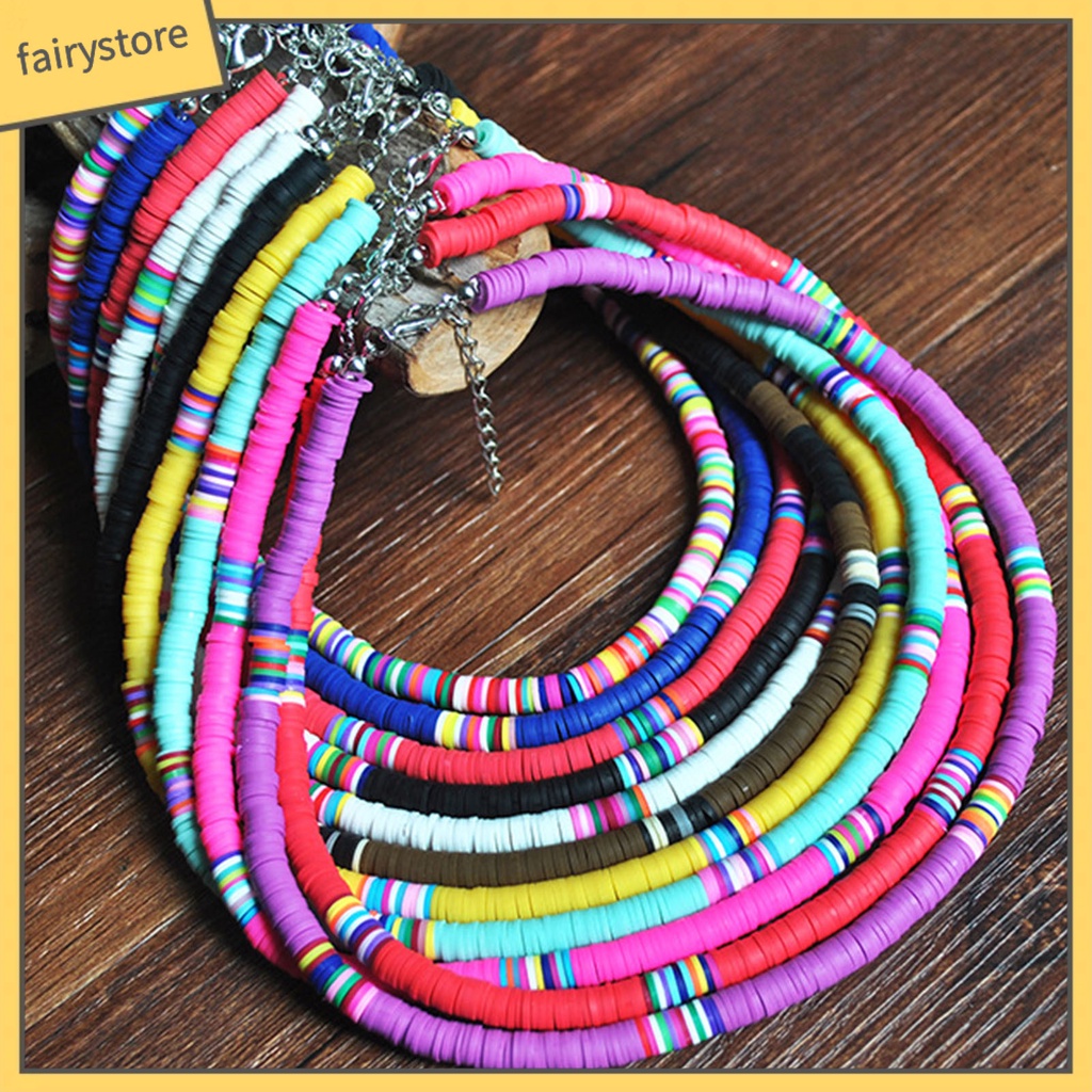 Vòng cổ Hạt Đất Sét Polymer Nhiều Màu Sắc Phong Cách Bohemian Dành Cho Nữ [Fairy1]