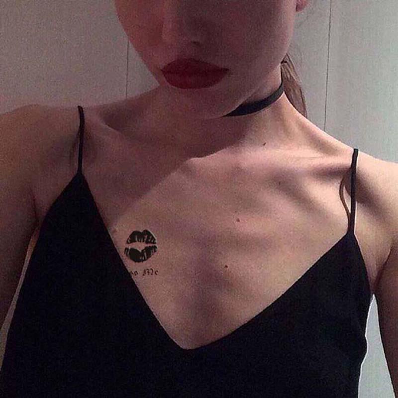 Miếng dán hình xăm chống nước nam nữ bền lâu môi gợi cảm in môi đỏ xương đòn ins gió Hàn Quốc vĩnh viễn