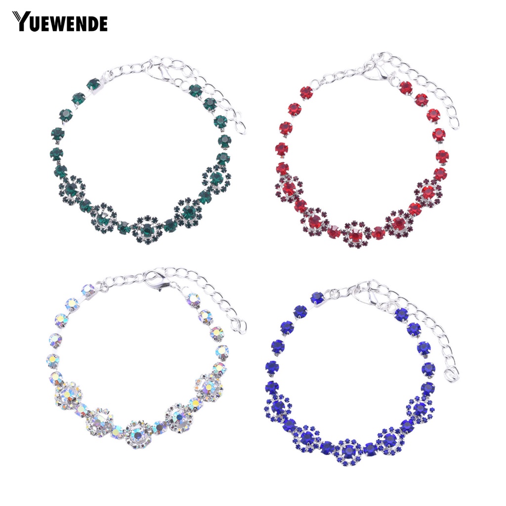 [Yue.z] Vòng Cổ Đính Đá Nhiều Màu Sắc Thanh Lịch Cho Thú Cưng