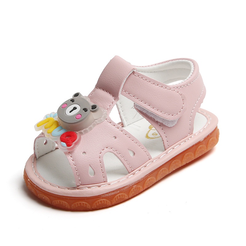 Xăng đan Đế Hình Gấu Hoạt Hình Có Đèn LED Và Âm Thanh Dành Cho Trẻ Em Tập Đi