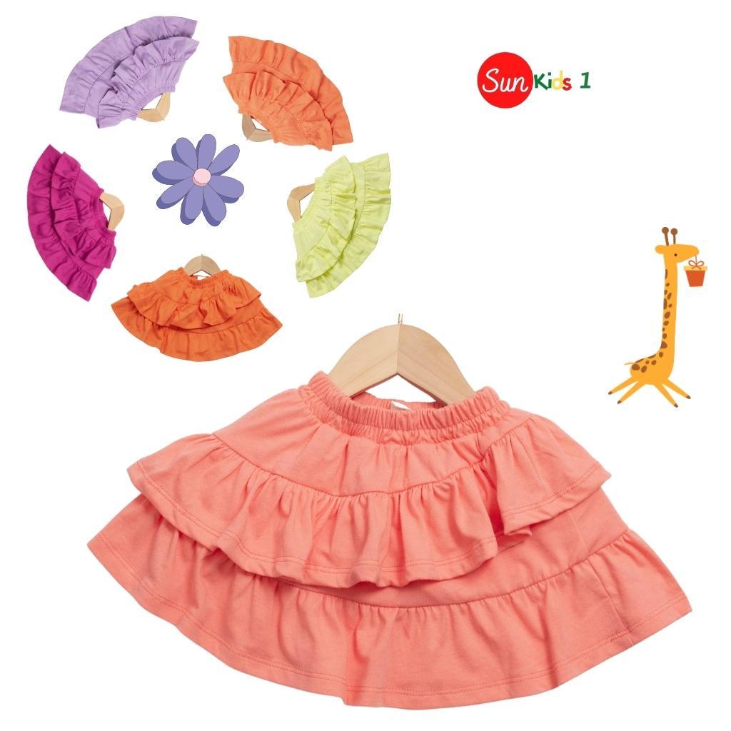 Chân váy bé gái size 3-11, chân váy cho bé 2 tầng, chất cotton, có quần đùi trong, size 3-11 - SUNKIDS1