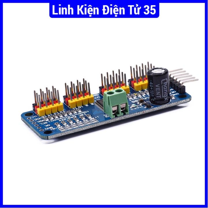 Mạch điều khiển Servo/PWM 16 kênh I2C PCA9685 được sử dụng để có thể xuất ra đồng thời 16 xung PWM