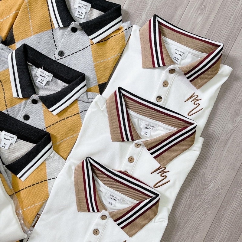 SET 2 ÁO POLO CỔ BẺ TRÁM VÀNG- TRẮNG BT
