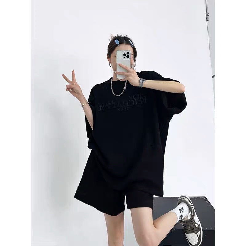 Bộ thun ulzzang cộc tay nam nữ OISIS form rộng 🌸 Set đồ unisex kiểu dáng Hàn Quốc áo cộc quần short đùi🌸 Freeship🌸 Sale
