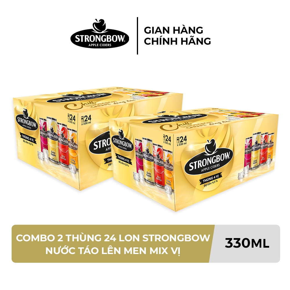 HỎA TỐC HCM - Combo 2 Thùng 24 lon nước táo lên men Strongbow Mix vị 330ml/lon