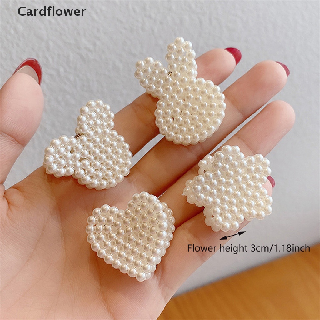< Cardflower > Kẹp Tóc Móng Vuốt Đính Ngọc Trai Giả Hình Nơ Trái Tim Hoạt Hình Dễ Thương Ngọt Ngào Thanh Lịch Cho Nữ